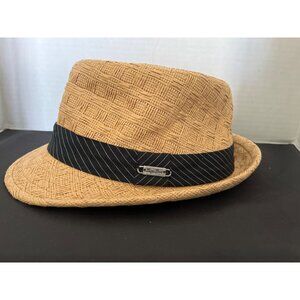 Lady Love Woven Fedora Style Straw Hat, Beach Hat Black Band Cloth Inside
